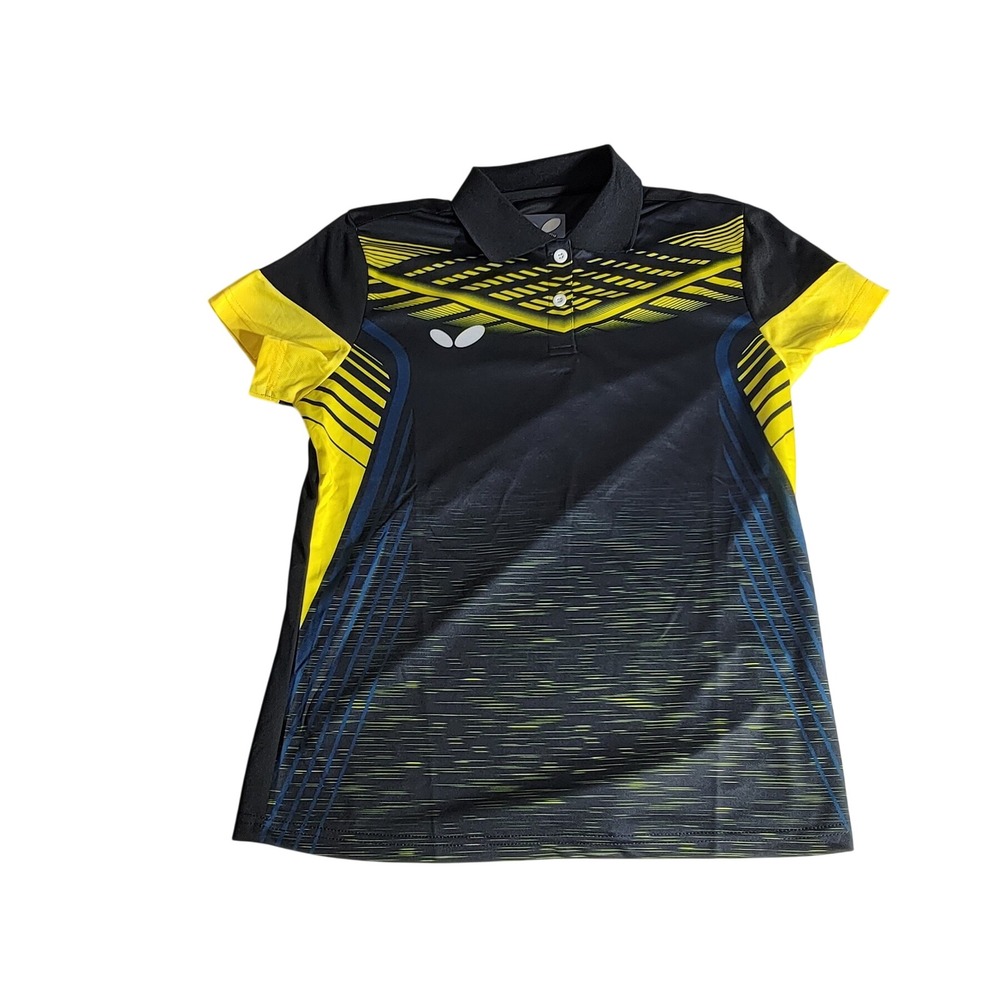 Butterfly Table Tennis Jersey Polo Shirt Black Yellow 2131B Women 3XL fits 2XL